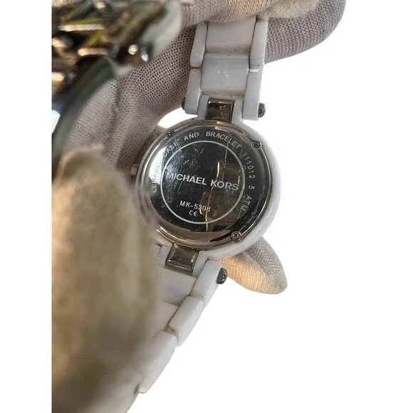 y2k vtg lot of 2 Michael Kors Ceramic Watch crystal bezel mother of pearl‎ - Picture 16 of 16